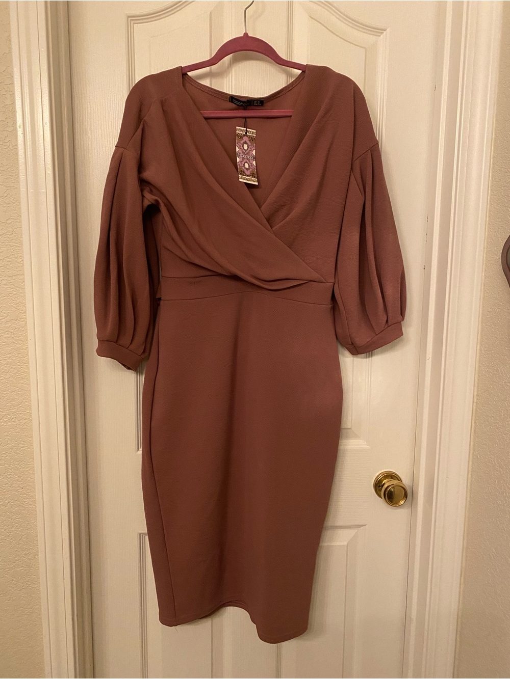 SHEIN Dusty Rose Wrap Midi Dress
